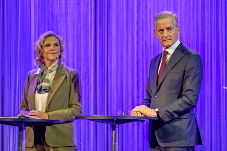 Arbeiderpartiet og statsminister Jonas Gahr Støre (t.h.) er over 20 prosent oppslutning på NRKs siste måling. Sylvi Listhaug og Frp er imidlertid fortsatt størst.