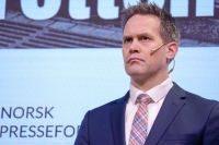 Statsadvokat Sturla Henriksbø under et seminar om Høiby-saken i Pressens hus i Oslo tirsdag.